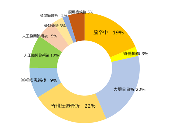 回復期リハビリ病棟入院患者様の疾患別割合 回復期リハビリ病棟入院患者様の疾患別割合